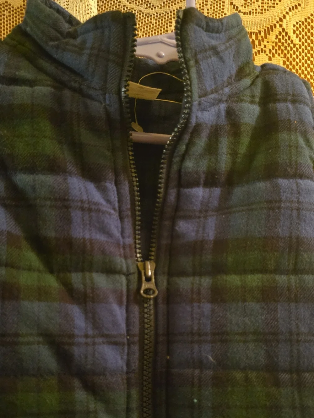 New Carter's Toddler 18M Navy Green Plaid Quilted Zip Quilted Vest